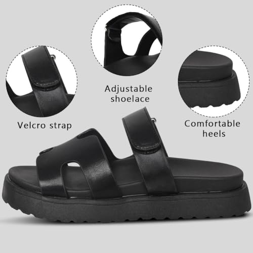 Womens Fashion Platform Sandals Comfy for Woman Slip On Thick Sole Slide Sandals Open Toe Non Slip ummer Flats Shoes Beach Sandals3