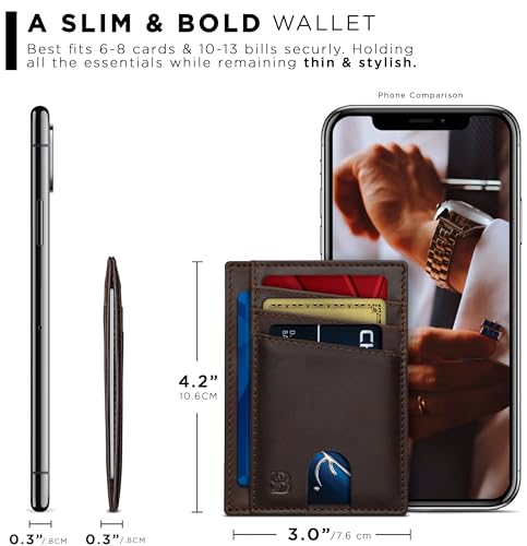 SERMAN BRANDS RFID Blocking Slim Minimalist Mens Front Pocket Wallet. Thin Card Holder. Full Grain Leather Wallets for Men4