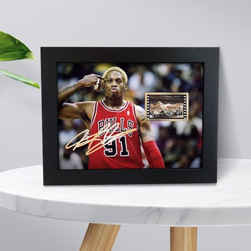 ORIMAMI Sport Superstar Dennis Rodman Poster Desktop Framed Photo Gift 8x6 Inches,with Signed and 1x35mm Film Mini Cell Display,Great Memorabilia Gift for Basketball Fans - Image 3