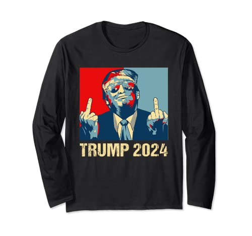 Vintage Trump 2024 Mittelfinger I'll Be Back Election 2024 Langarmshirt