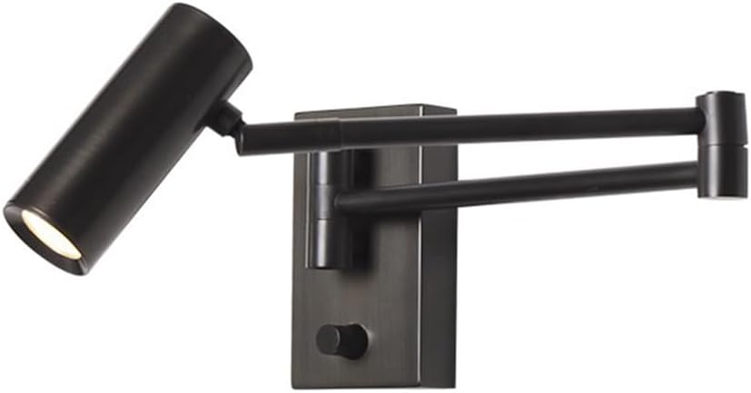 Swing Arm Bedside Light with Independent, Bedroom Living Room Office Adjustable Lamps Black Wall Mounted Reading Lights