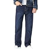Men's Relaxed Straight Fit Jean Loose Fit Basic Stretch Denim Pants Classic Vintage Casual Comfort Jeans Pant (Dark Blue,42)