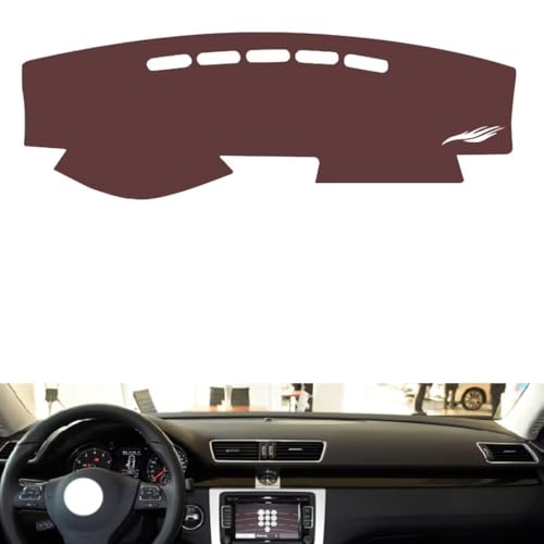 Anti-Slip Sun-Proof Dashboard Cover Compatible with VW Magotan （no Speakers、Sensor） 2007-2016, Premium Leather (Brown)