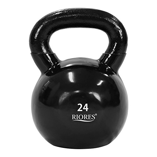 RIORES ケトルベル KETTLEBELL 4kg/8kg/12kg/16kg/20kg/24kg PVCコーティング 24kg ブラック)