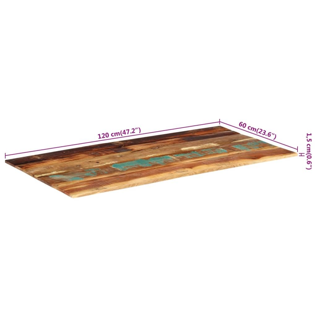 Mesa rectangular de madera reciclada de 60 x 120 cm, 15-16 mm de grosor, mesa de cocina rústica y escritorio de oficina, para conferencias, estudio y comedor