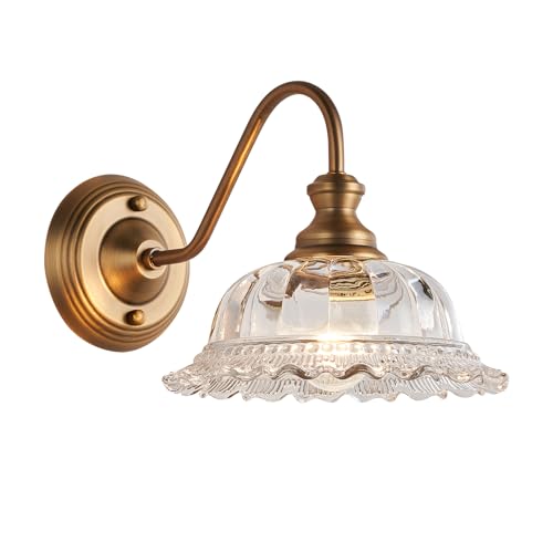 Image of HDDFL Vintage Wall Scone Bedside Wall Lamp Matte Brass Bedside Light Fixtures Antique in Door Lighting Fixture for Living Room Porch Staircase Drawing Room Bedroom