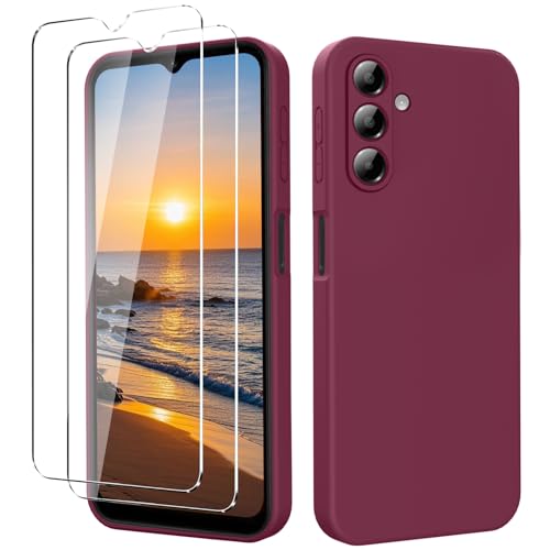 YXKJ - Funda para Samsung Galaxy A16 5G/4G, con 2 Piezas Protector de Pantalla, Cáscara Silicona Líquida Delgada y Suave [Toque Cómodo] [Anti-Choques] - Ciruela Morada