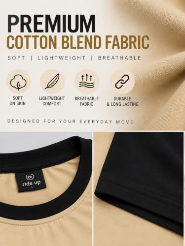 Image of Oversized T Shirt for Men Gym, Gym T Shirts for Men Workout Oversized, Cotton Blend, Color Blocked (Pack of 1)
