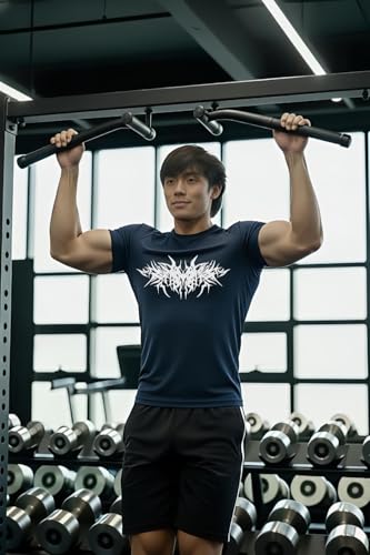 Image of Men Polyster Lycra Printed Half Sleeves Compression T-Shirt for Gym