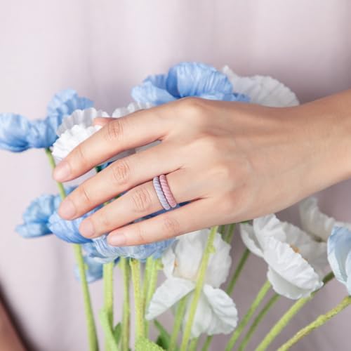 Egnaro Women's Bridal Rings Sets, Thin and Stackable Rubber Rings Women Wedding Bands - 2.5mm Width - 1.8mm Thick3