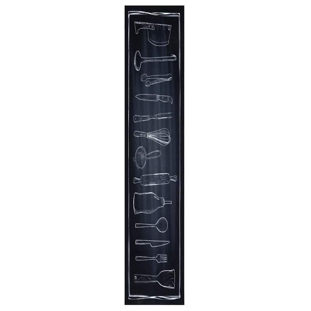 Alfombra de Cocina Negro 300 x 60 cm Terciopelo