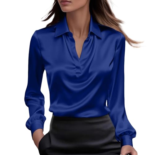 Chemisier en satin femme élégant à manches longues pour tenue de bureau chic