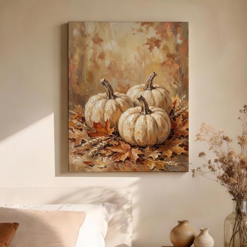 Lienzo para pared rústico pintura para colgar de hojas color naranja otoñal 4