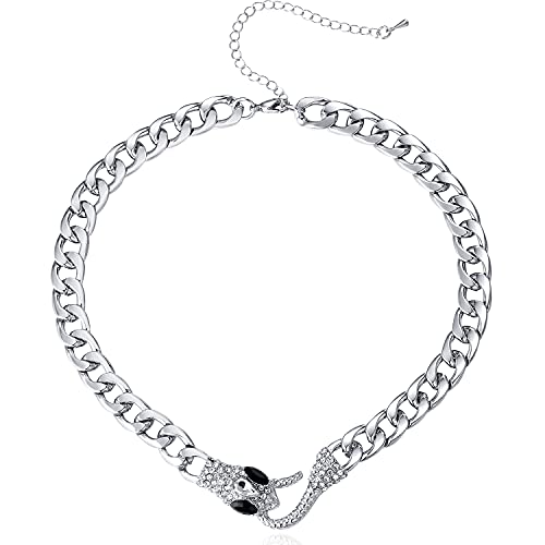 VIENNOIS Collar serpiente de color plata collar ajustable cadena cubana Cover