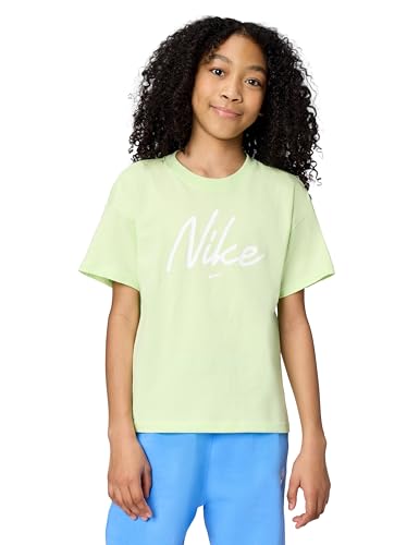 Nike Girl's NSW Modern Script Boyfriend Tee, Light Liquid Lime, Large