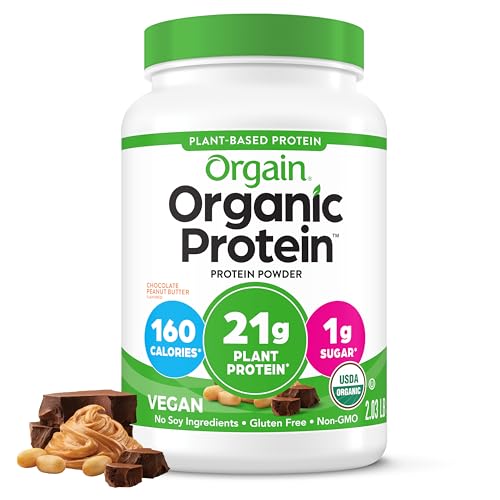 Orgain Organic Vegan 21g Protein Powder, Chocolate Peanut Butter, 2.03 lb