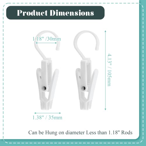 Harskiyer 12 Pcs White Laundry Hooks Clip, 4.3’’ Super Strong Plastic Swivel Hanging Hooks Hat Clip Curtain Clips Clothes Pins Beach Towel Clips #TOP3