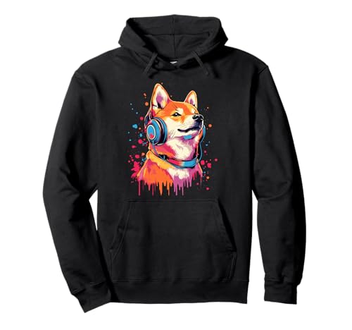 Shiba Inu Liebhaber trägt Kopfhörer Lustig Shiba Inu Pullover Hoodie