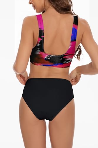 Image of Beautikini Period Swimwear Two Piece Menstrual Leakproof Sporty Bikini Sets Bathing Suit Period Swimsuit for Teen Girls
