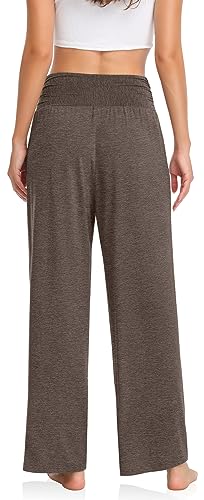 Image of TARSE Womens Wide Leg Pants Casual Loose Yoga Sweatpants Comfy Lounge Pajama Flowy Pants Pockets