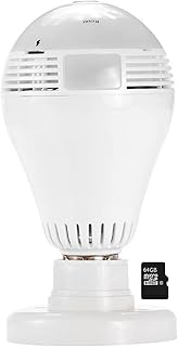 ALLWIN 64G HD 1080P Light Bulb Camera, 2.4GHz Wireless Security IP 360° Panoramic VR Home Surveillance Dome Cam, with Night Vision Motion Detection Alarm for Baby Office Pet