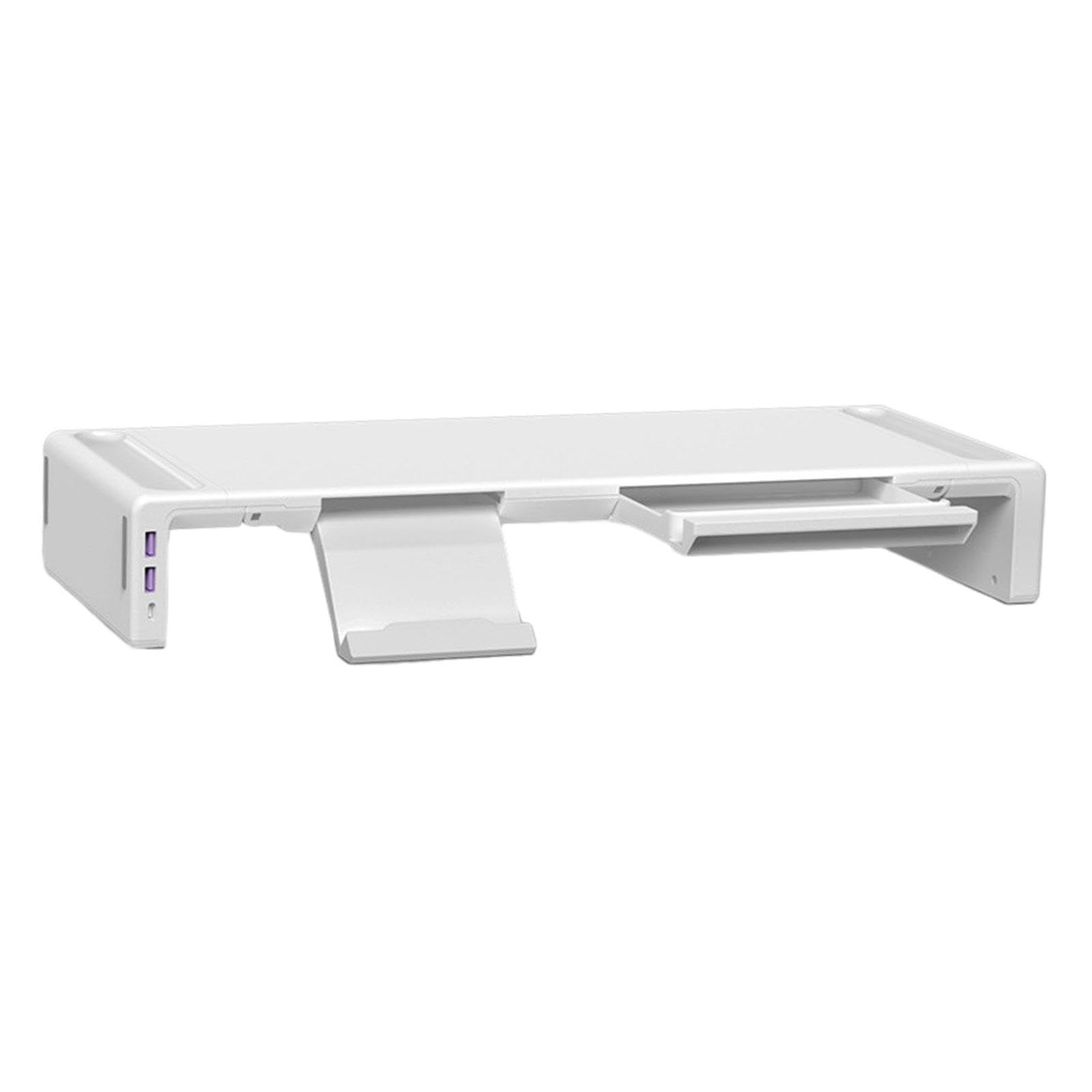 Soporte ergonómico de portátil blanco con puerto USB e interfaz de carga para escritorio 8