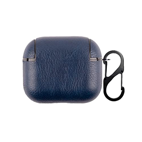 Yqg 2021 Leather Case Compatible With Airpods 3Rd Generation, Fully-Wrapped Portable Shockproof Leather Cover With Keychain For Apple Airpods 3 Charging Case For Women Men [Front Led Visible] Blue #TOP1
