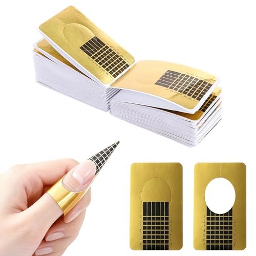 120 Piezas Moldes Uñas, Papeles de Extensión de Uñas, Necesario para la extensión de uñas Plantilla de bandeja de papel de Moldes Guías Pegatinas Formas UV Gel