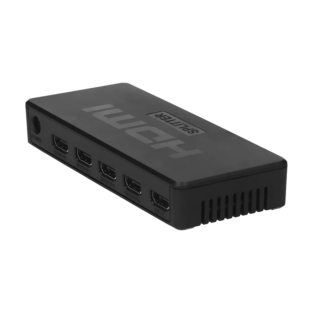 Layfoo1 in 4 Out 4K@30Hz HD Splitter Mirror 4 Display Devices 1 to 4 HD Adapter Sync Output Audio & Video Plug N Play Support HD1.4b 3D, Black-Layfoo