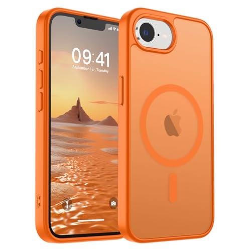 Image of SUPFINE Magnetic for iPhone 17e Case /iPhone 16e Case (Compatible with MagSafe) (Military Grade Drop Protection) Translucent Matte Shockproof Phone Cover,Starry Orange