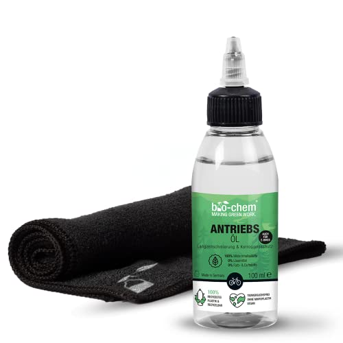 bio-chem graisse vélo de chaîne de vélo - flacon compte-gouttes 100 ml + chiffon - qualité premium - lubrifiant dégrippant pour les chaînes de tous les vélos, réduit la friction Cover