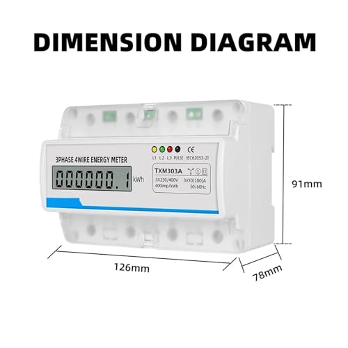 Compteur kWh triphasé multi-fonction NISZA 100A à affichage LCD rétroéclairé - 5
