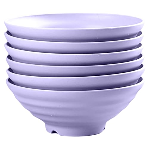 Image of Wheat Straw Salad Bowls Set (900ml) - Large Microwave Safe, Unbreakable & Stackable Bowls for Salad, Pasta, Soup, Ramen - BPA-Free, Eco-Friendly, Lightweight Serving Bowls for Kitchen (6, Purple)