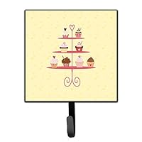 Caroline's Treasures BB7289SH4 3 Tier Cupcakes on Yellow Leash or Key Holder, Wall Hooks, Key Hooks Holder, Coat Rack Wall Mount, Coat Hooks, Hooks for Hanging Keys, Towels, Aprons, Leashes,