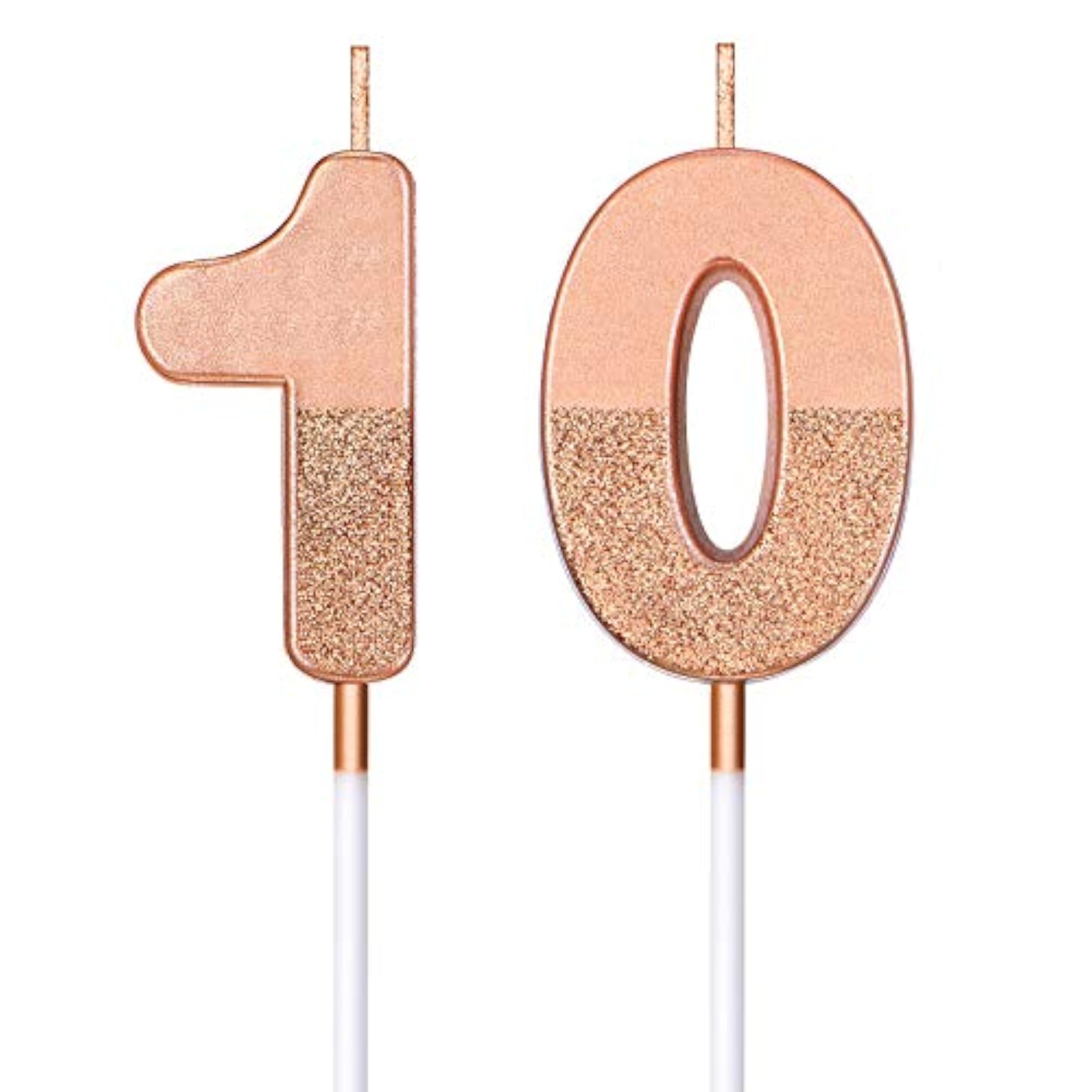 10th Birthday Candles Glitter Cake Topper Decoration
