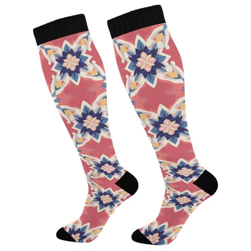 Wassud Modern Boho Compression Socks for Women and Men 20-30 mmHg Knee High Socks for Nurses Travel 1 Pair