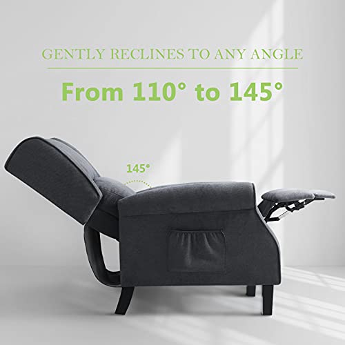 Maevis Wingback Recliner Chair For Living Room,Comfy Fabric Recliner With Heat And Massage For Adults, Sofa Reading Chairs For Bedrooms,Small Lazy Boy Recliner,Lounge Chair(Grey) #TOP4