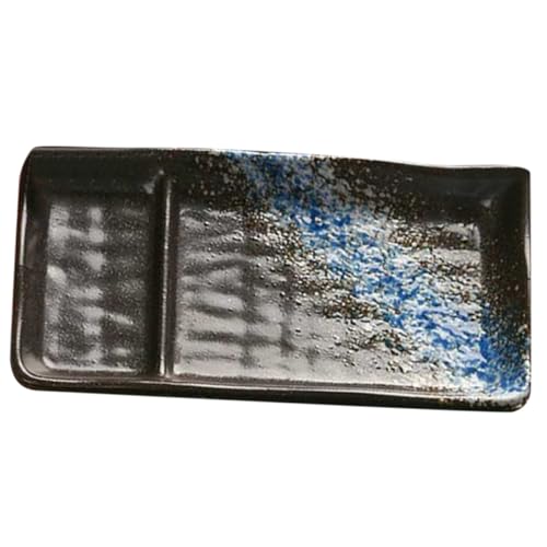 Plato de cerámica dividido para sushi con cuenco para salsa miniatura 1