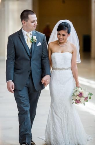 Pardecor Wedding Sash Dress Belt Bridal Rhinestone Belt Crystal Silver Trim Womens Belt Ivory Ribbon for Wedding2