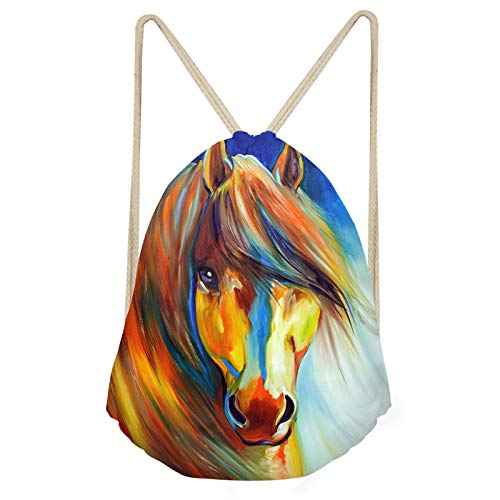 Jeiento Horse Bag Drawstring Bag Party Favor Boys Girls Backpack Purse Gym Sackpack Sport Outdoor