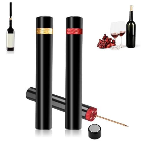 2pcs Arropop Wine Opener Travel Portable Pocket Air Pressure Pump Bottle Open for Home Restaurant Party (Golden+Red)