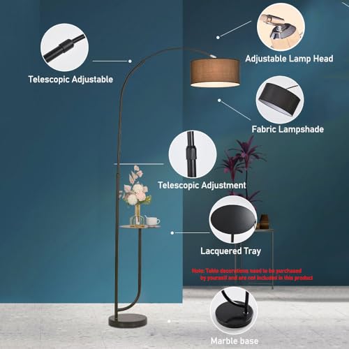 Lampadaire classique noir à arc de designer réglable avec table - 5