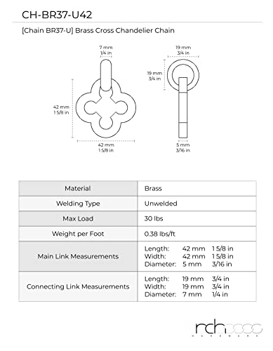 Rch Hardware Ch-37-Obb Brass Chandelier Chain, Oil Bronzed Black (1 Foot) #TOP4