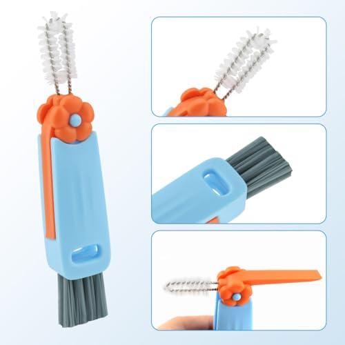 Image of 3 Pcs 3 in 1 Cup Lid Cleaning Brush Crevice Cleaning Brush for Bottle Gap 3 in 1 Cleaning Brushes for Tight Spaces Multifunctional Portable Cup Lid Cleaner Home Kitchen Cleaning Tools (Green Blue Red)