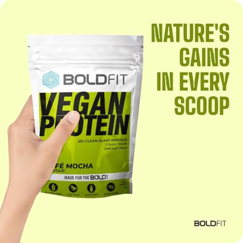 Image of Boldfit Plant Based Protein Powder For Men & Women - Vegan Plant Protein Powder For Men & Women - Supports Metabolism, Immunity & Antioxidant - Cafe Mocha 1kg