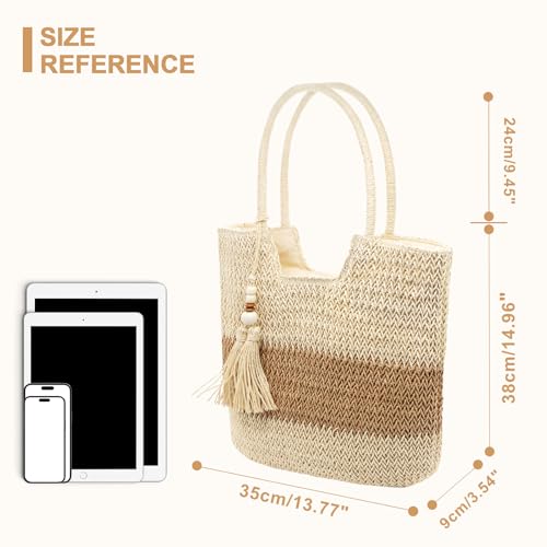 Long Keeper Beach Bags for Women Summer Straw Bag with Zipper Woven Shoulder Handbag Beach Tote Bags for Travel Vacation2