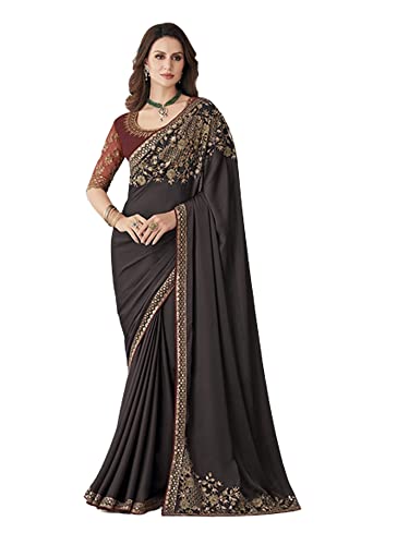 Sari traditionnel en soie ajustement facile, la solution multicolore semi-cousu pour femme
