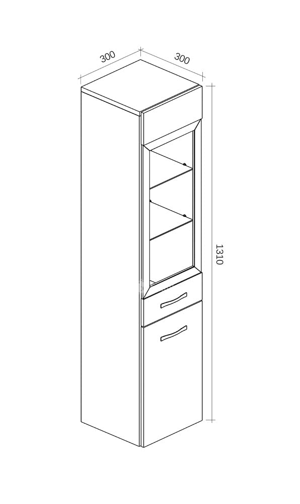 Badplaats B.V. Armoire de Rangement de Rio Hauteur 131cm Chêne châtaignier avec Noir - Meuble de Rangement Haut Placard Armoire Colonne