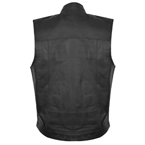 Xelement Usa Leather 1205 Men's Black 'Combat' Leather Motorcycle Vest - 4X-Large #TOP4