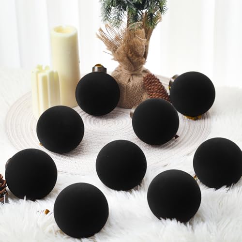 Liliful 15 Stück Samt-Weihnachtskugeln im Set – Flockierte Christbaumkugeln aus Kunststoff, 8 cm… – Ansicht 5